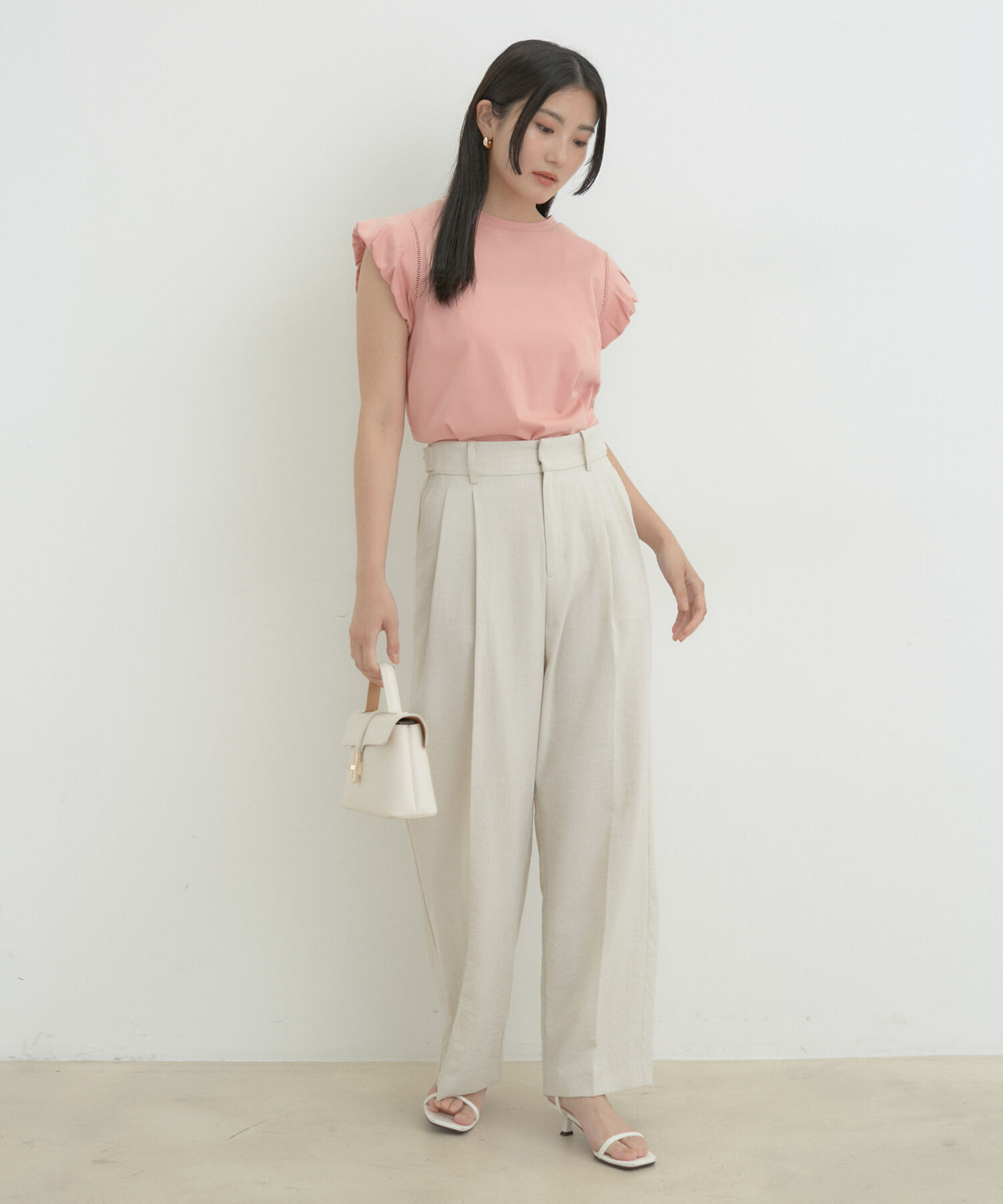 VIS「【洗える】シルケットポイントレースカットソー」|Tシャツ・カットソー|