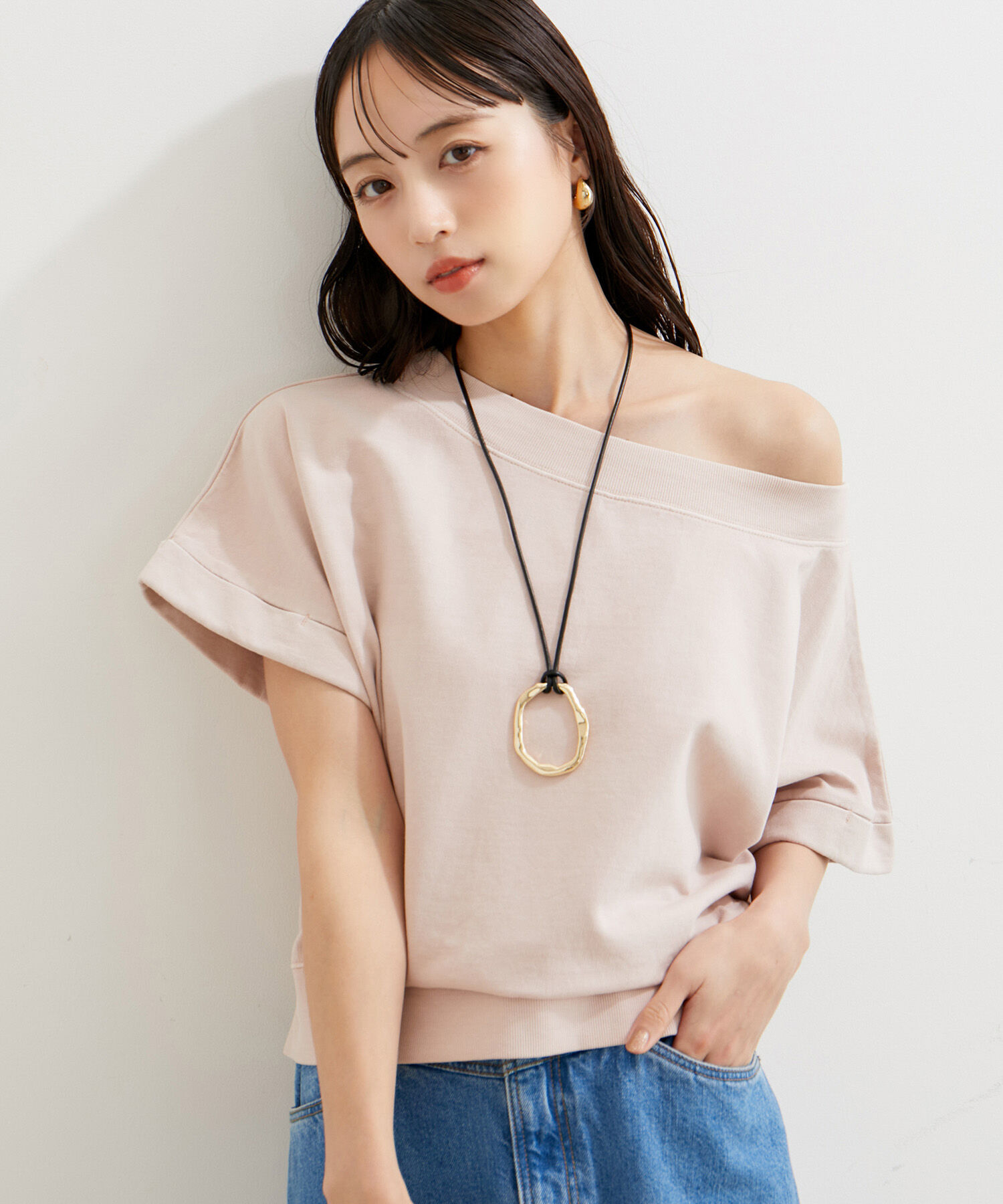VIS「【洗える】ピグメント加工ワンショルプルオーバー」|Tシャツ・カットソー|