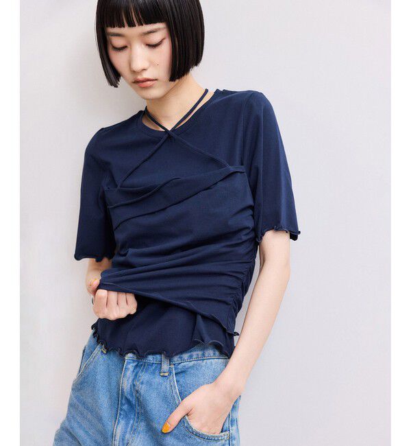 ADAM ET ROPE'「【WEB限定】ベアトップレイヤードカットソー」|Tシャツ・カットソー|ネイビー(40)