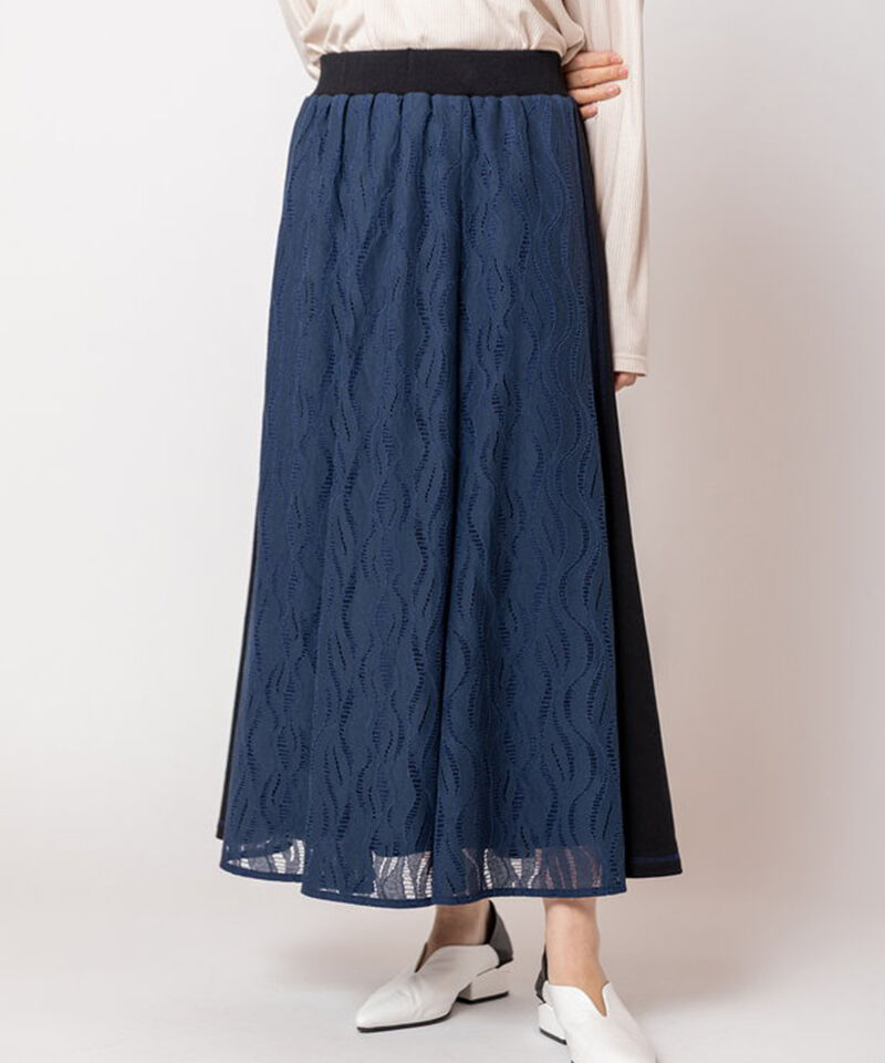  「レース切替マーメイドスカート」|スカート|NAVY