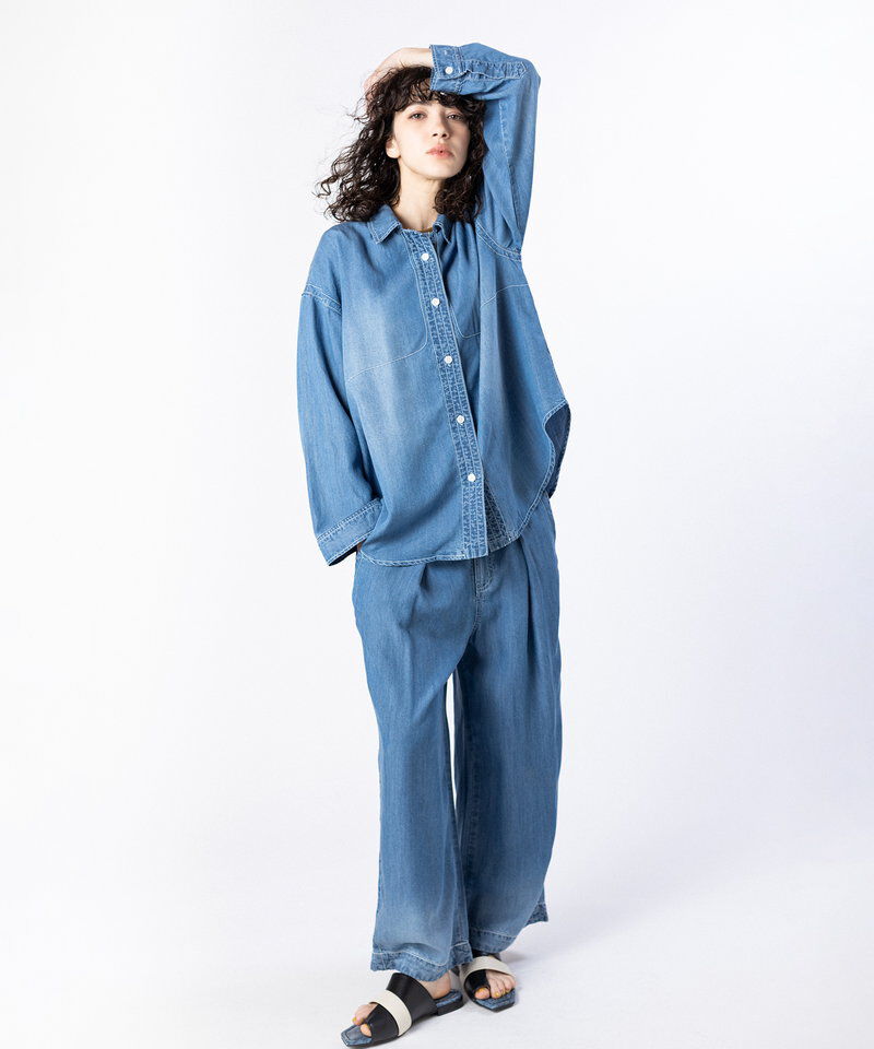  「セルロースデニムタックパンツ」|デニム|