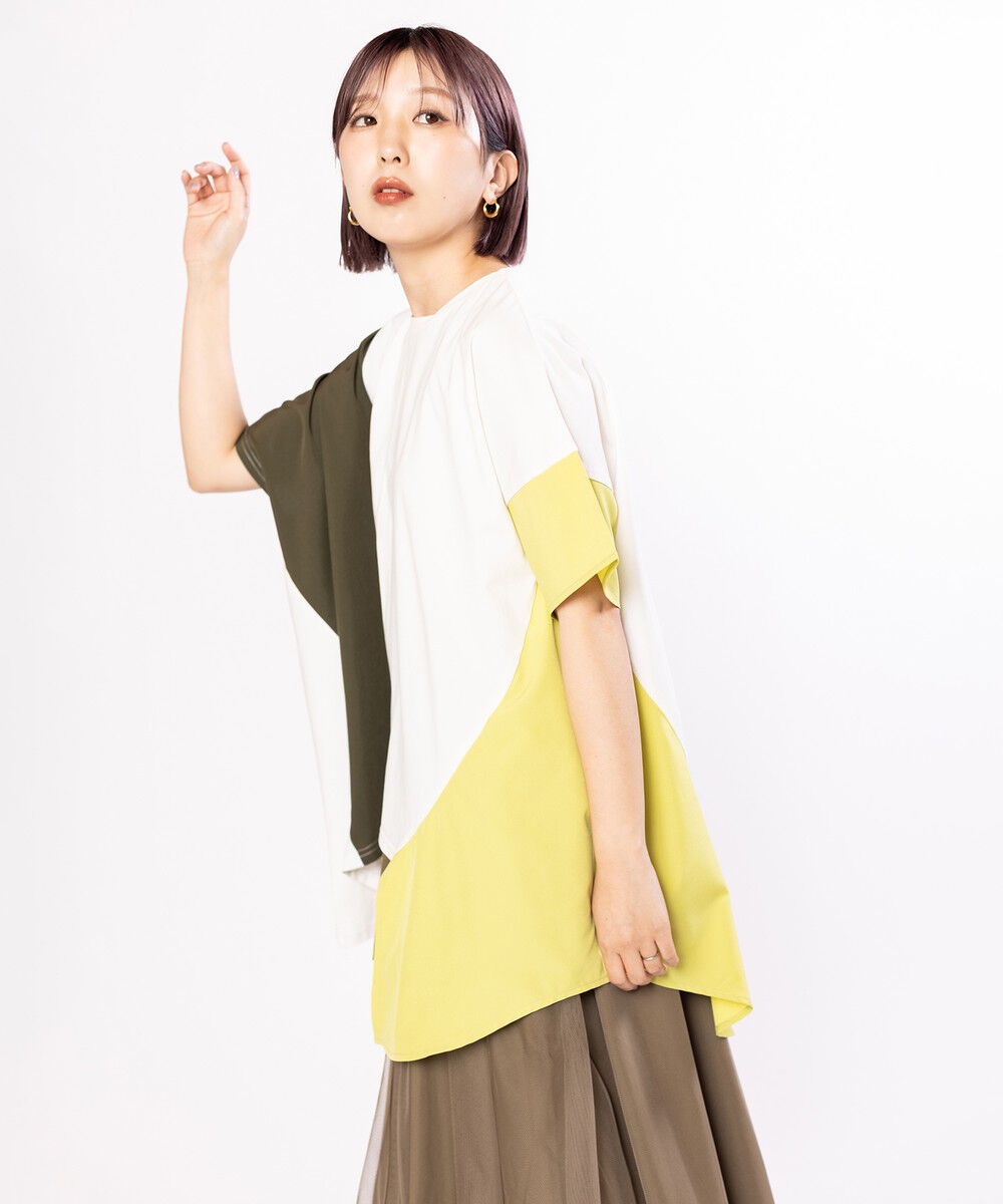  「切替アシンメトリーTシャツ」|Tシャツ・カットソー|