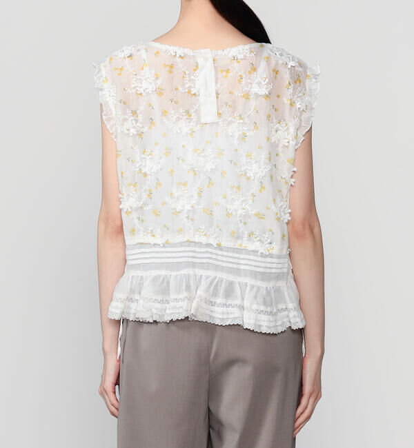  「crinkle crinkle crinkle | シアーフラワー ベストブラウス WOMEN」|シャツ・ブラウス|