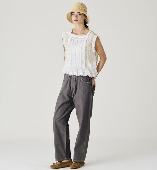  「crinkle crinkle crinkle | シアーフラワー ベストブラウス WOMEN」|シャツ・ブラウス|