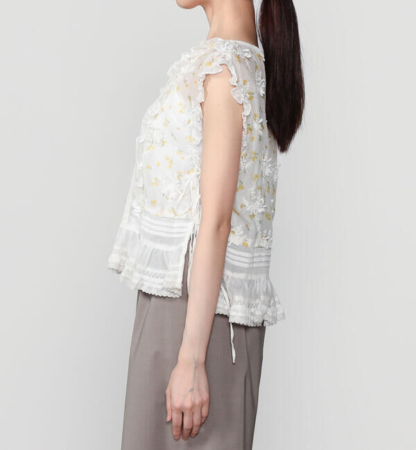  「crinkle crinkle crinkle | シアーフラワー ベストブラウス WOMEN」|シャツ・ブラウス|