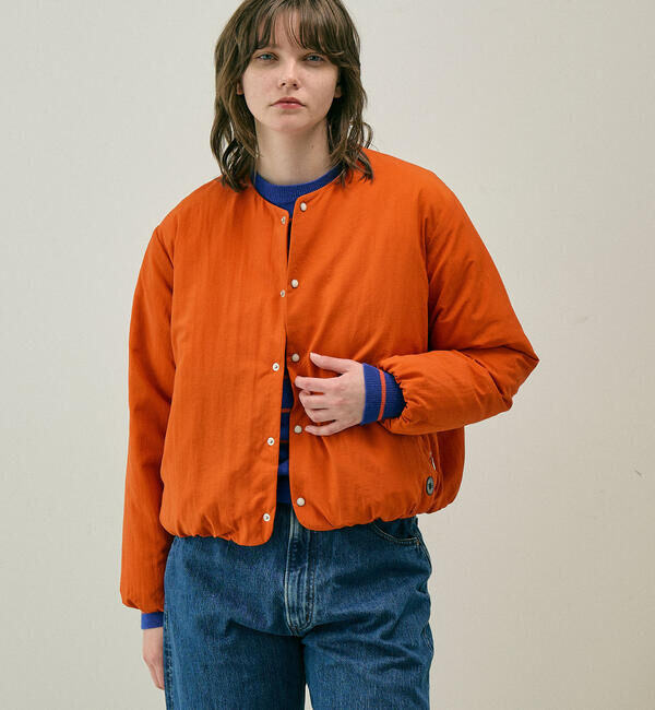 ORCIVAL「ORCIVAL | ナイロンタッサー ノーカラーライトダウンブルゾン WOMEN」|ダウン|ORANGE