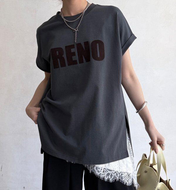  「接触冷感2WAYフロッキーロゴTEE」|Tシャツ・カットソー|チャコールグレー