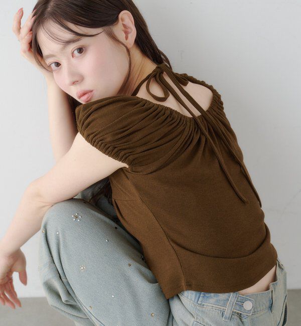  「【2WAY/二の腕カバー】ホルターコンパクトtee」|Tシャツ・カットソー|
