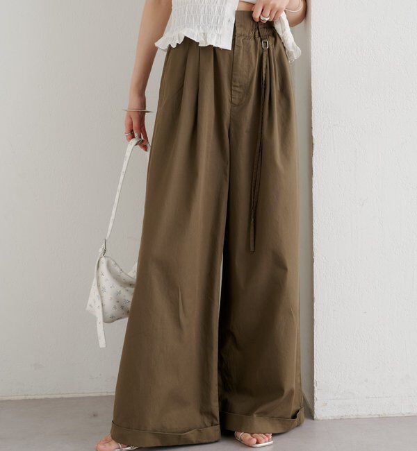  「ワイドベルトタックパンツ」|チノ|