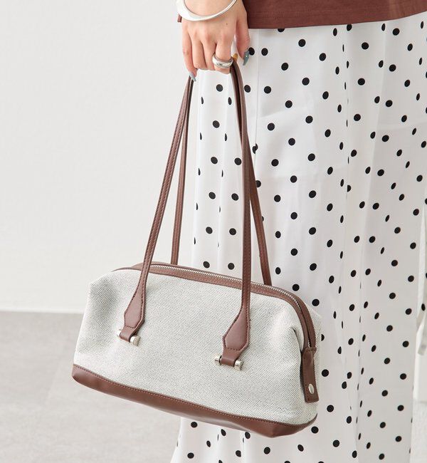  「WハンドルワイドボストンコンビBAG」|トートバッグ|ブラウン