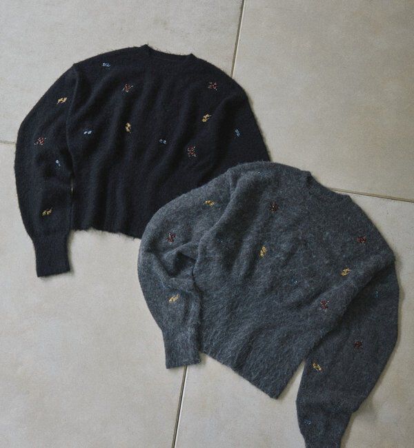  「刺繍ビジューニットプルオーバー」|ニット・セーター|