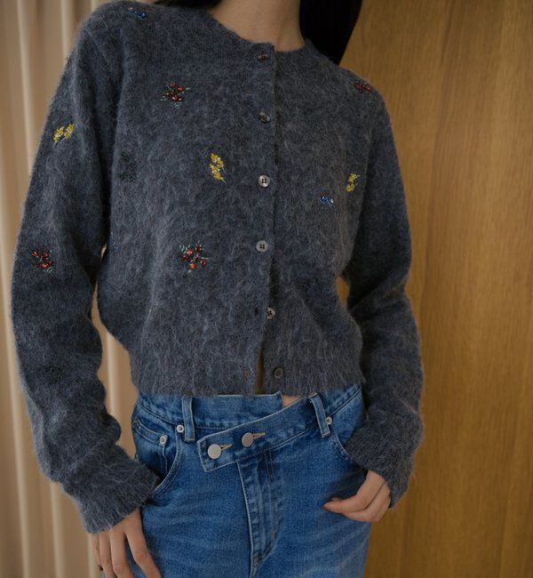  「刺繍ビジューカーディガン」|カーディガン|