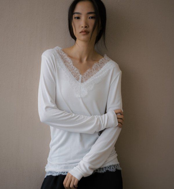  「レースドッキングカットソー」|Tシャツ・カットソー|