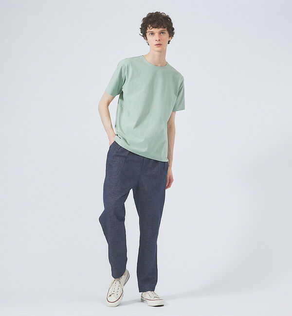 ABAHOUSE「【ノンストレス】定番 / COTTON LYCRA 圧着 クルーネック 半袖 T」|Tシャツ・カットソー|