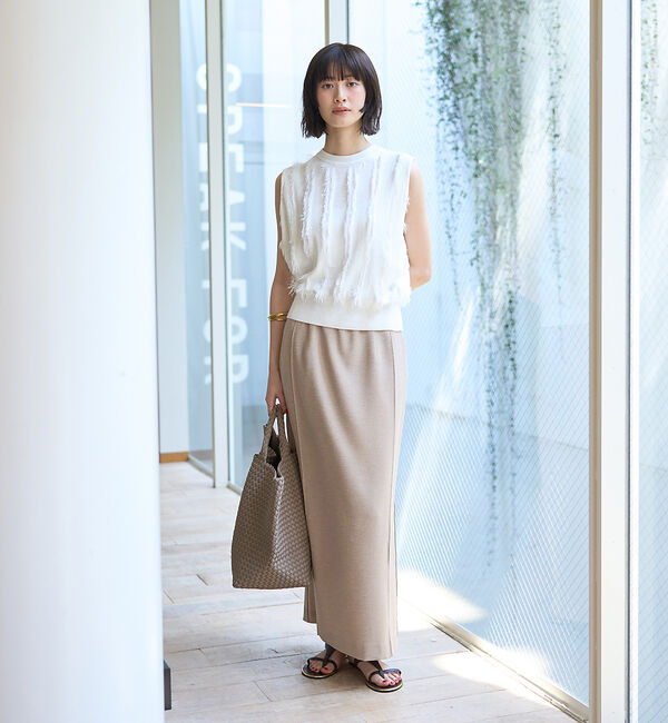 Rouge vif「【接触冷感/UVカット/防しわ】リネンライクストレッチピンタックタイトスカート」|スカート|