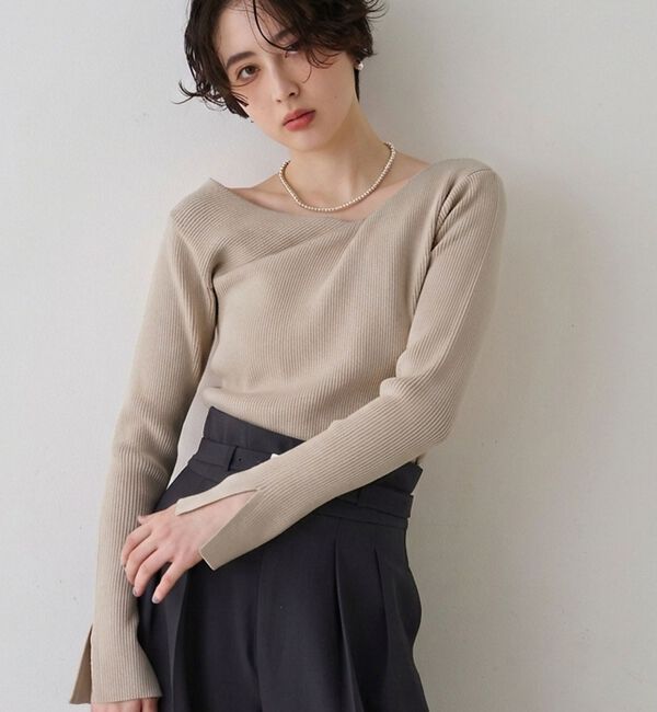 Rouge vif「【一部店舗限定】ドレープスリットスリーブリブニット【予約】」|ニット・セーター|