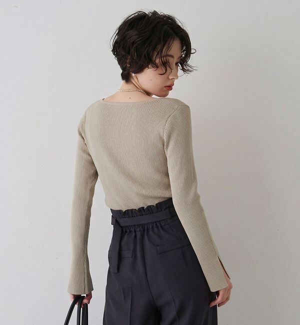 Rouge vif「【一部店舗限定】ドレープスリットスリーブリブニット【予約】」|ニット・セーター|