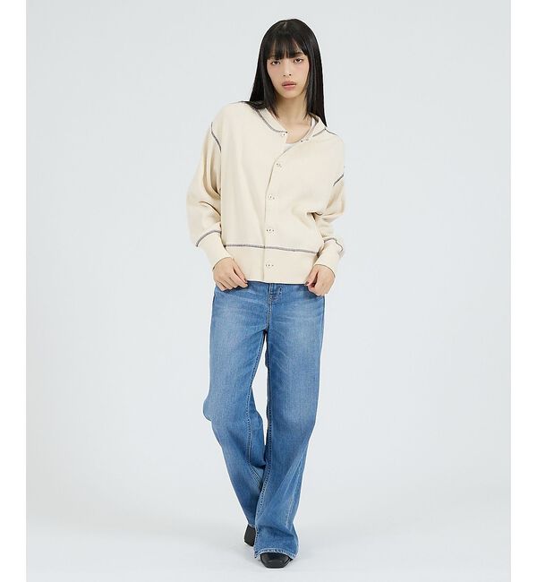 Rouge vif「【Healthknit/ヘルスニット】ARMYリブ クルーネックカーディガン/長」|カーディガン|