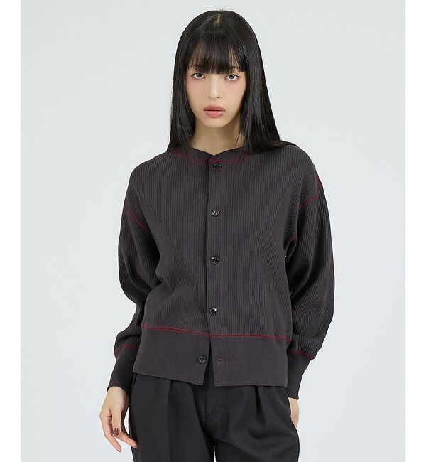 Rouge vif「【Healthknit/ヘルスニット】ARMYリブ クルーネックカーディガン/長」|カーディガン|