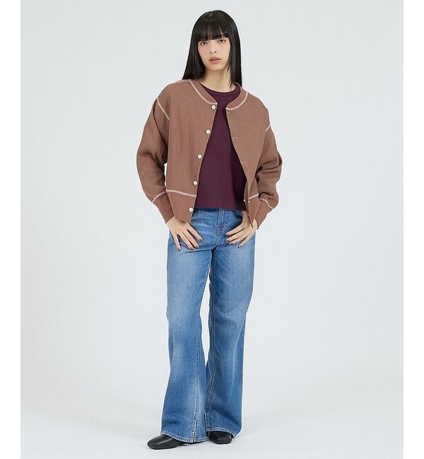 Rouge vif「【Healthknit/ヘルスニット】ARMYリブ クルーネックカーディガン/長」|カーディガン|