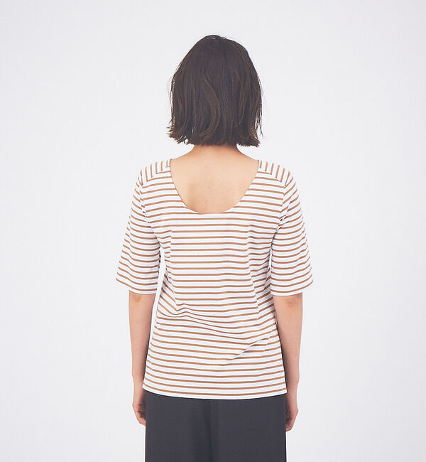 qualite「バックラウンドネックボーダーカットソー」|Tシャツ・カットソー|