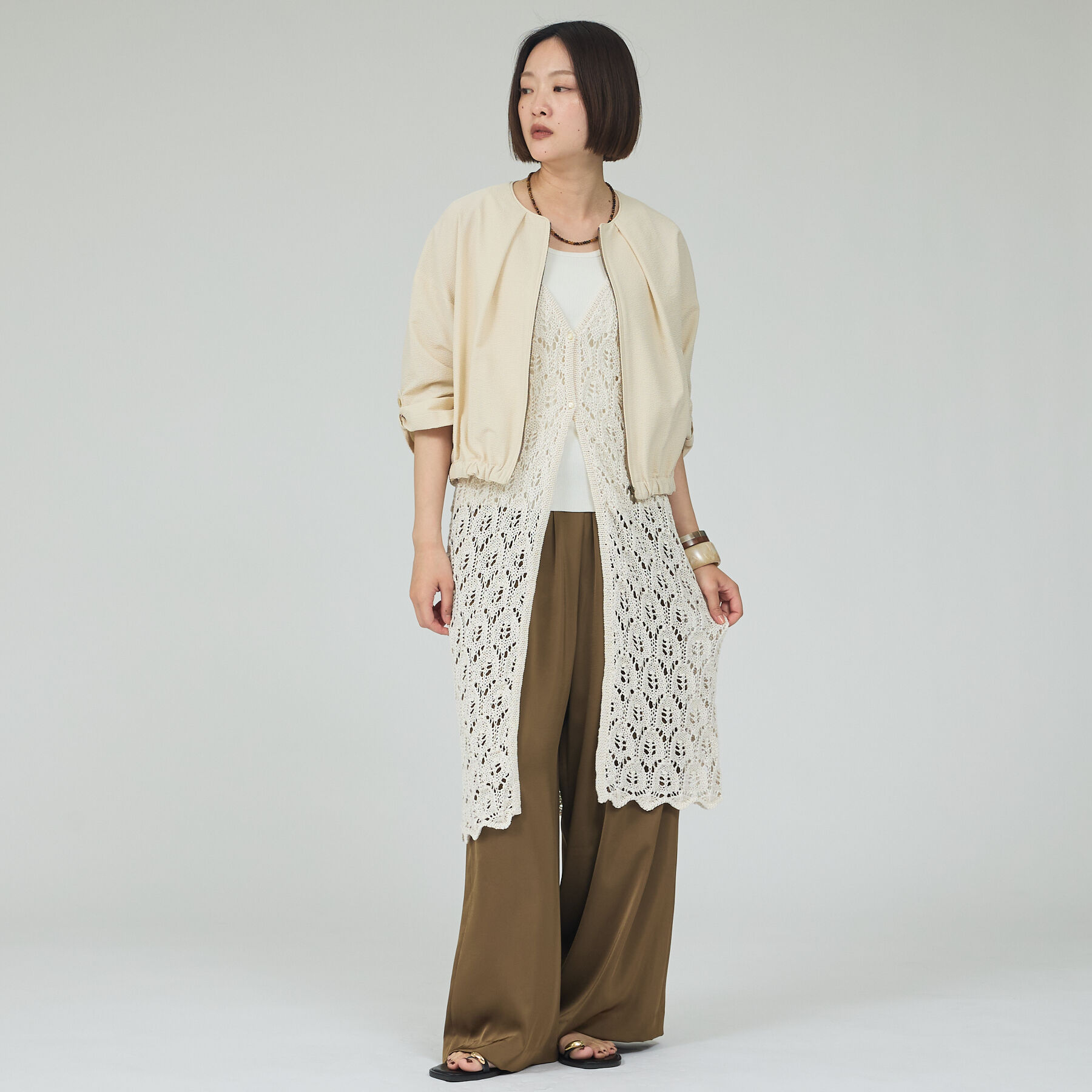qualite「【接触冷感・吸水速乾・UV】シアサッカーブルゾン /セットアップ対応」|ブルゾン・スタジャン|