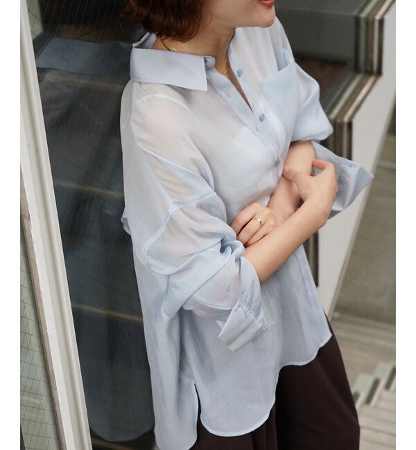 qualite「【Yu Murataさん着用/大人シアーシャツ】バックスリットシアーシャツ」|シャツ・ブラウス|