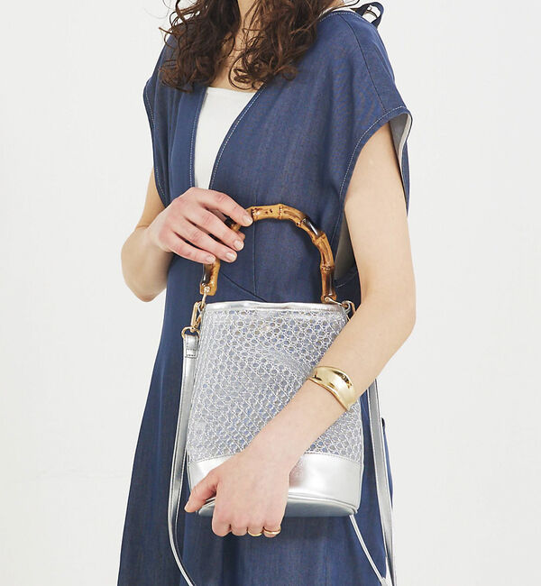 LOWELL things「●SOEUR/バンブーハンドルチュールバッグ」|ハンドバッグ|シルバー