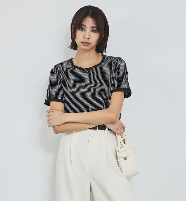 abahouse mavie「【リンガーT】ボーダーコンパクトTシャツ」|Tシャツ・カットソー|