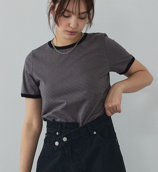 abahouse mavie「【リンガーT】ボーダーコンパクトTシャツ」|Tシャツ・カットソー|