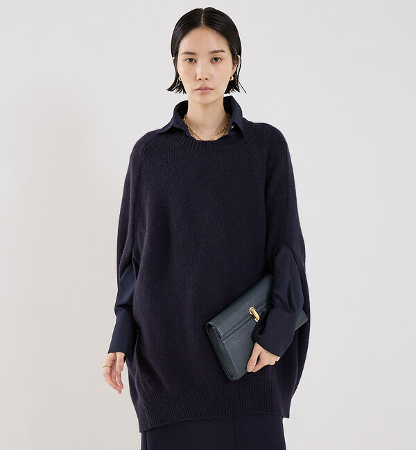 The Store by C' 「【COCUCA】カシミヤポンチョニット」|ニット・セーター|ネイビー