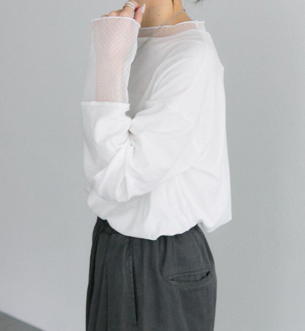  「【リバイバル/新色追加】ドットチュールドッキングカットソー」|Tシャツ・カットソー|