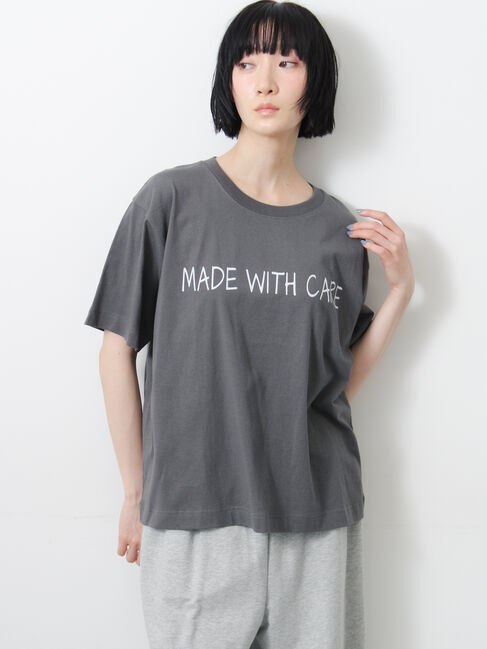 Samansa Mos2「【接触冷感】ロゴアソートプリントTシャツ」|Tシャツ・カットソー|チャコールグレー