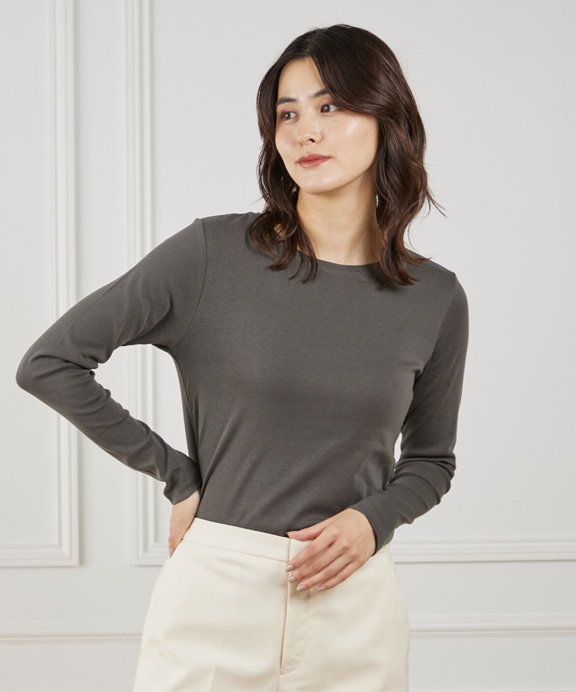 DAY by DAY it&rsquo;s international「ベーシッククルーネックカットソー《スビン綿MIXフライス》」|Tシャツ・カットソー|チャコールグ 3