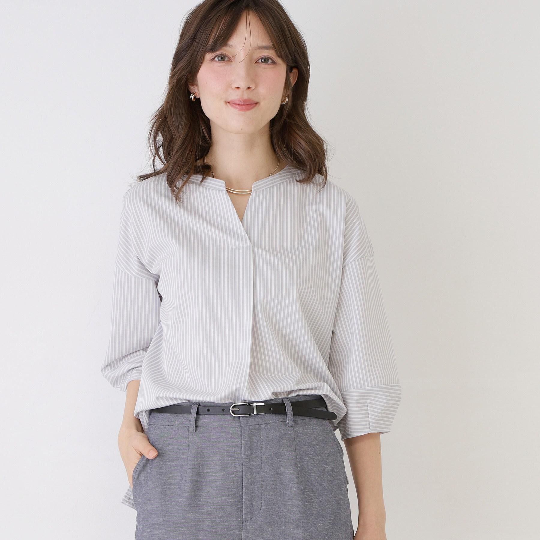 COUP DE CHANCE「【手洗い可／日本製】ストライプ柄ジャージートップス」|Tシャツ・カットソー|