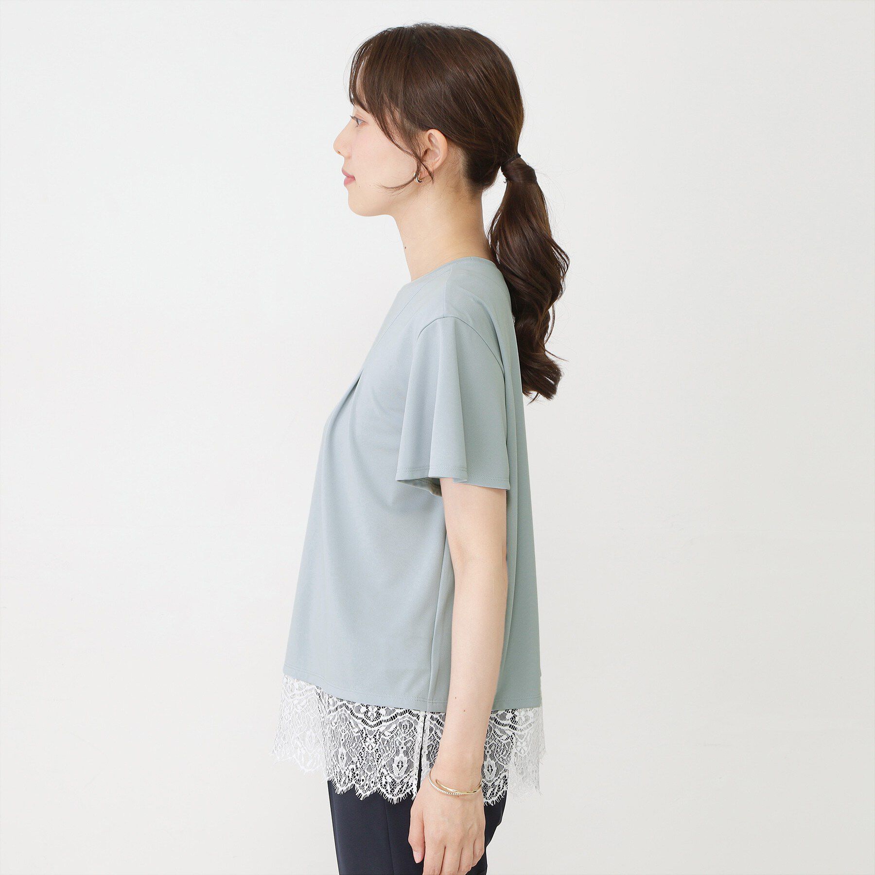 COUP DE CHANCE「【手洗い可／日本製／接触冷感】裾レースカットソー」|Tシャツ・カットソー|