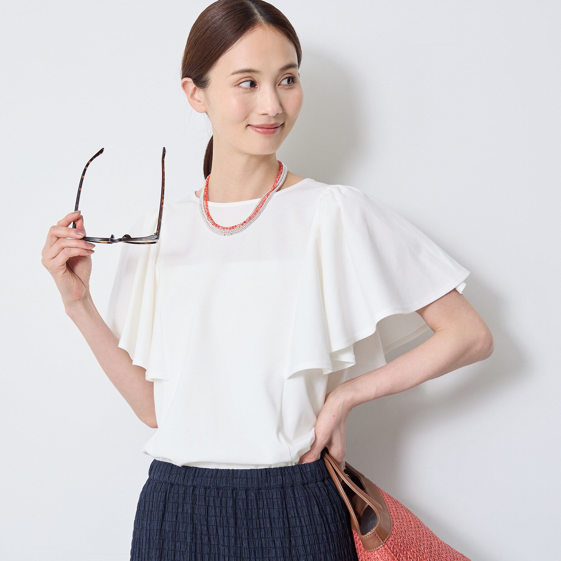 Reflect「【UVカット／接触冷感／吸水速乾】フレアスリーブトップス」|Tシャツ・カットソー|
