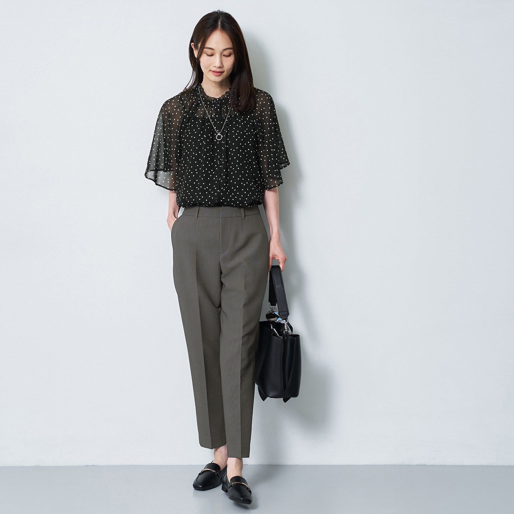 Reflect「【セットアップ／手洗い可】ドット柄シアーブラウス」|シャツ・ブラウス|
