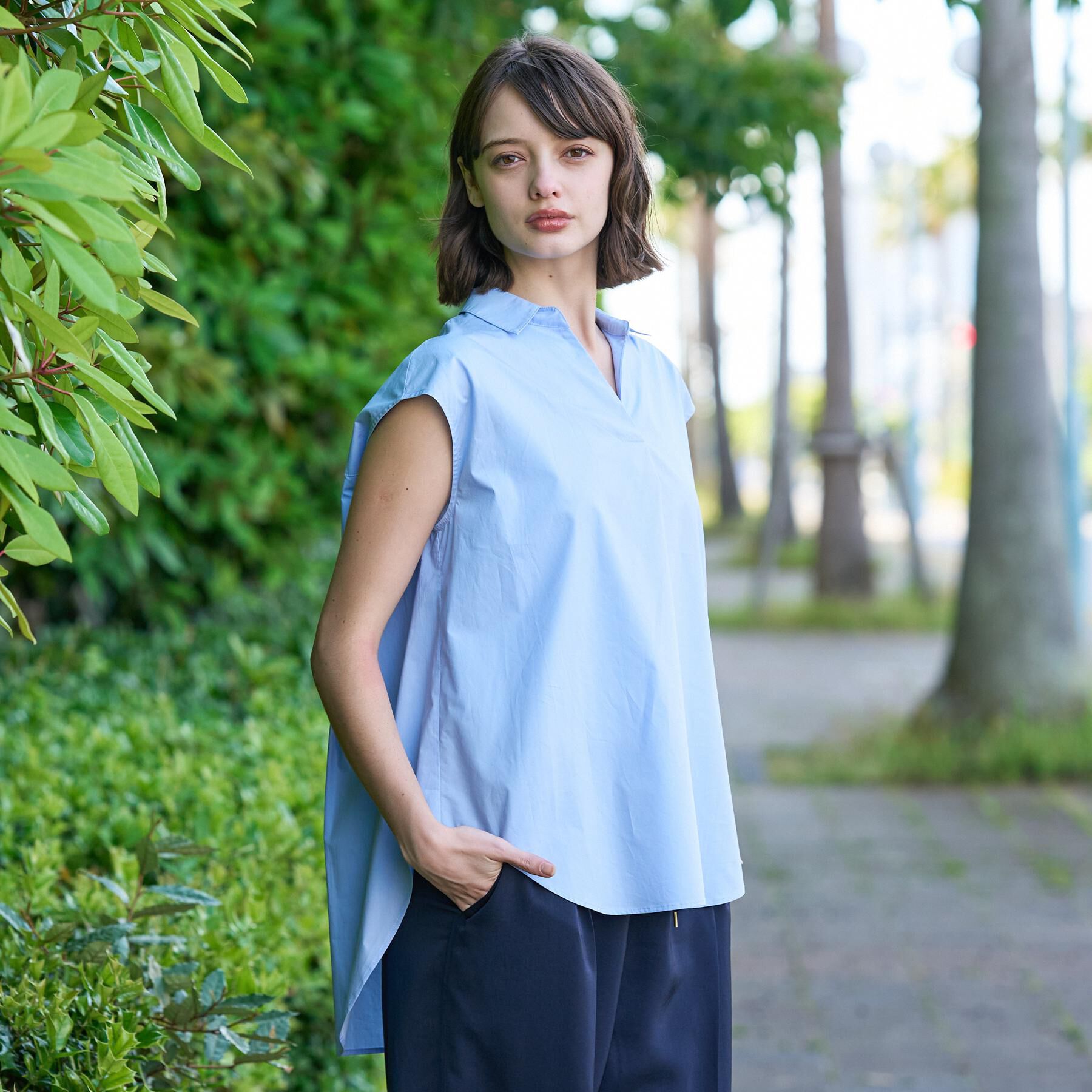 DRESSTERIOR「フレンチスリーブ スキッパーブラウス」|シャツ・ブラウス|