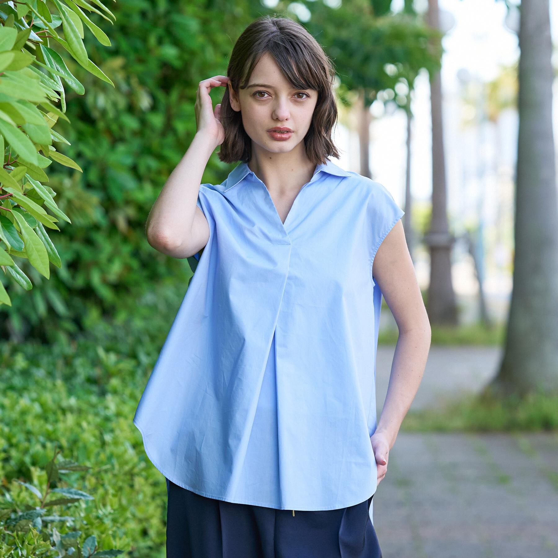 DRESSTERIOR「フレンチスリーブ スキッパーブラウス」|シャツ・ブラウス|