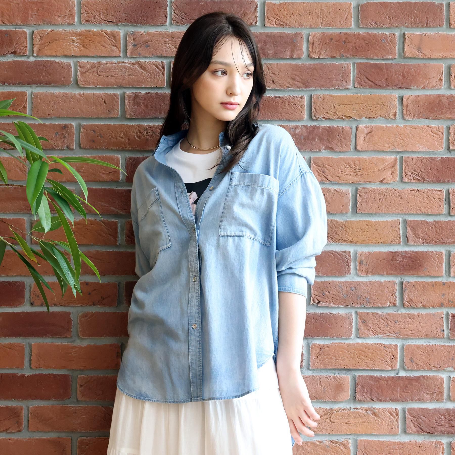 DRESSTERIOR「【涼しく着映え】シアーデニムシャツ」|シャツ・ブラウス|