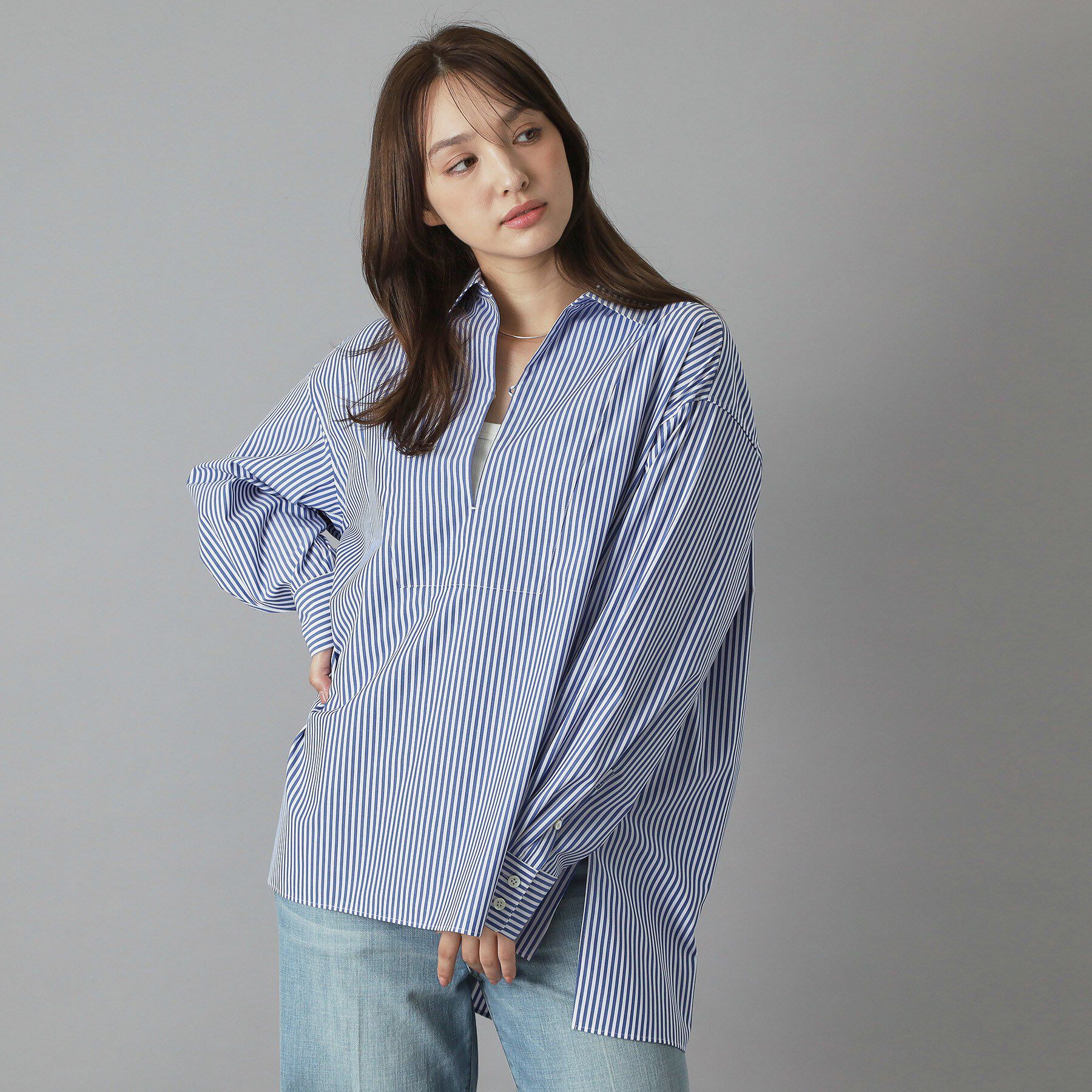 DRESSTERIOR「【接触冷感/UVカット/着回し】スキッパーブラウス」|シャツ・ブラウス|