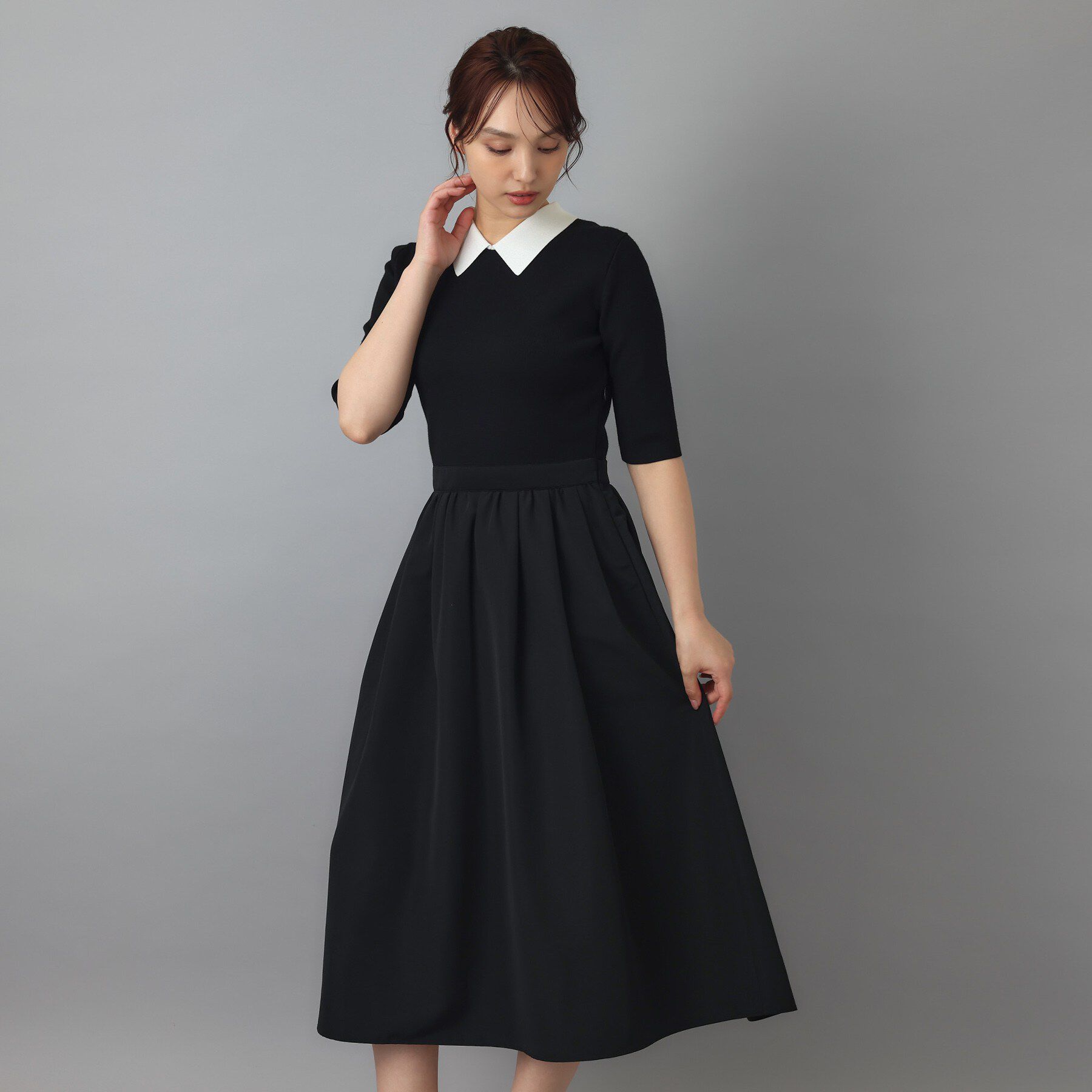DRESSTERIOR「バイカラーニットコンビワンピース」|ワンピース|
