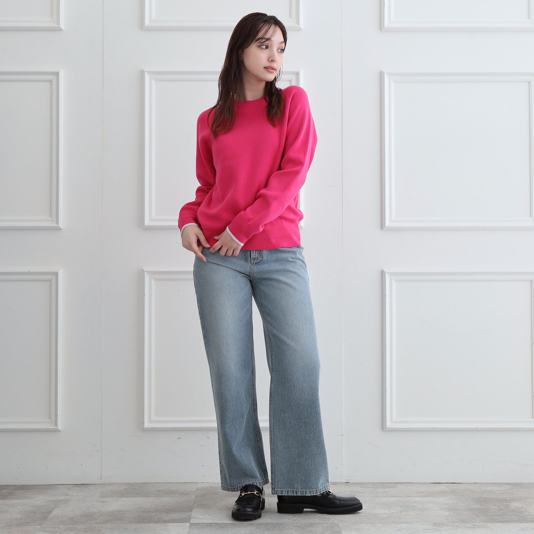 DRESSTERIOR「ウォッシャブルコットンカシミヤ混配色ニット」|ニット・セーター|