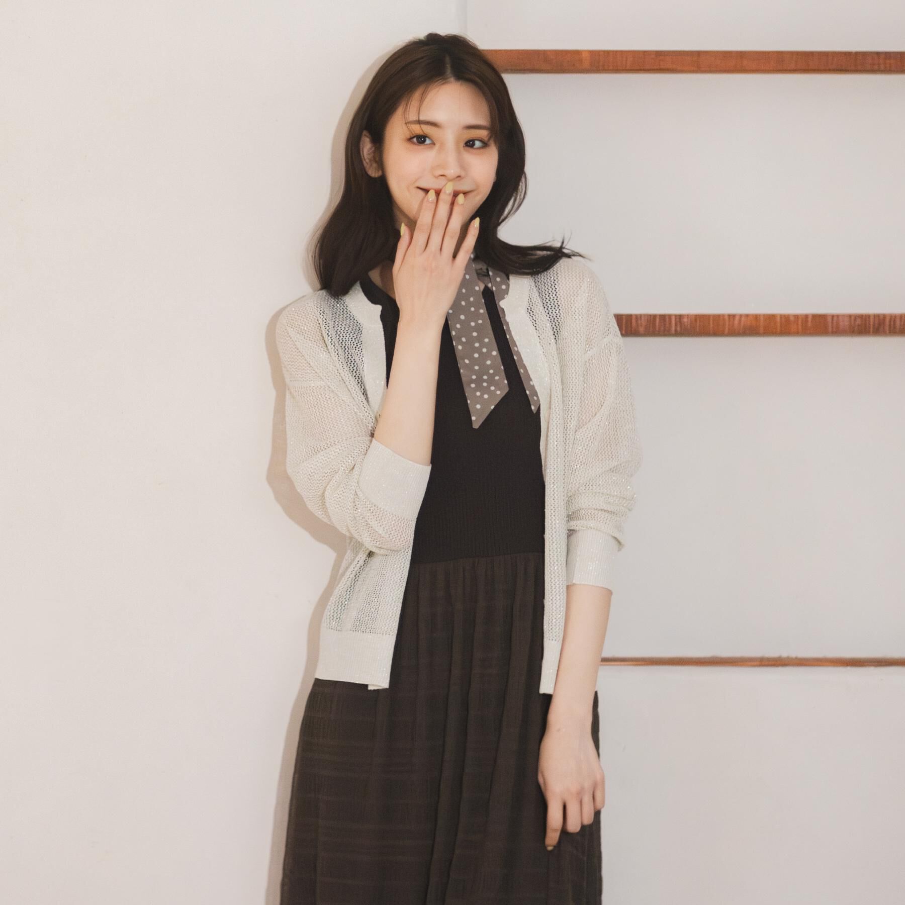 grove「【貴島明日香さん着用】ラメメッシュキーネックカーディガン」|カーディガン|