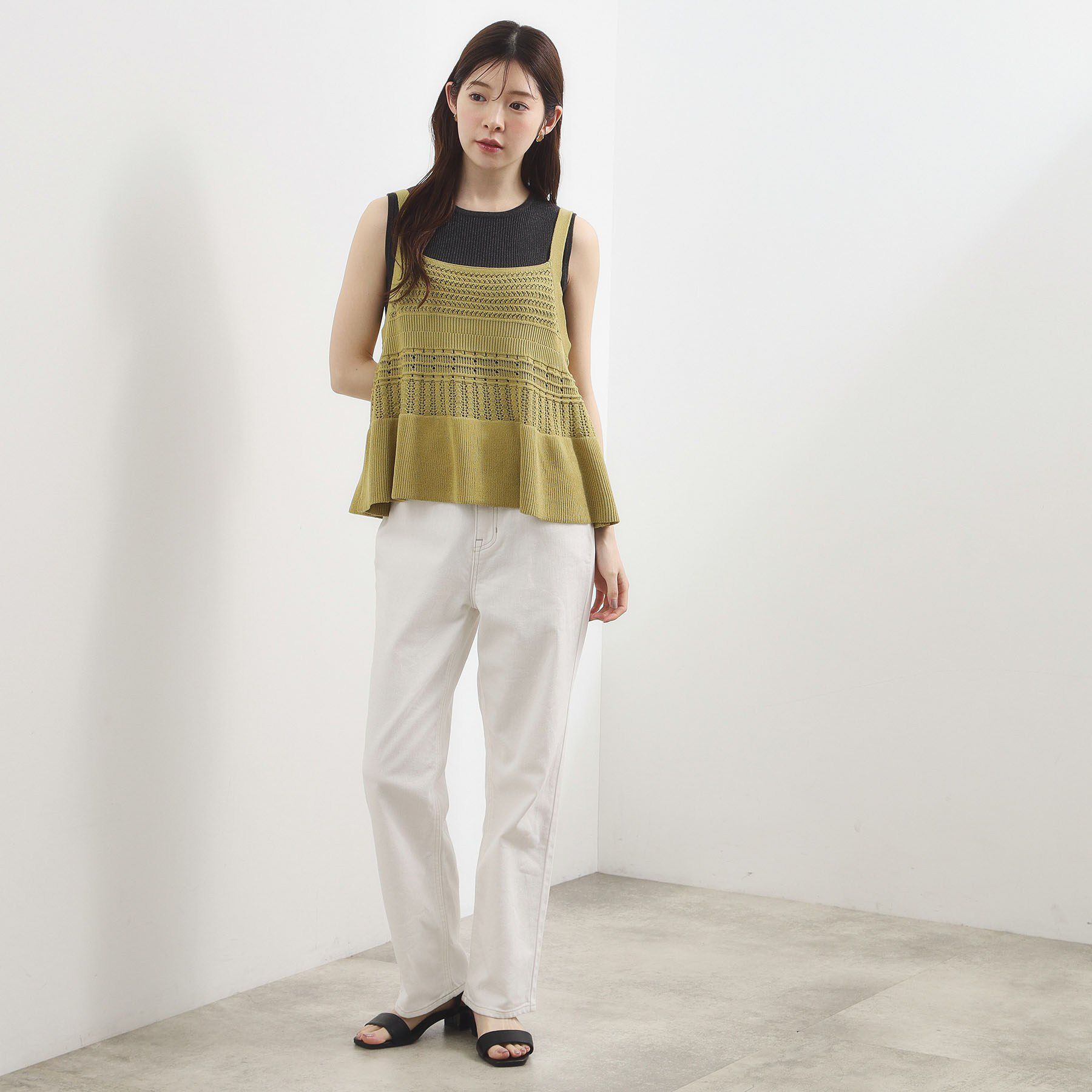 grove「【2点SET】着るだけで完成、透かし編みニットビスチェ&times;ブラウス」|その他|