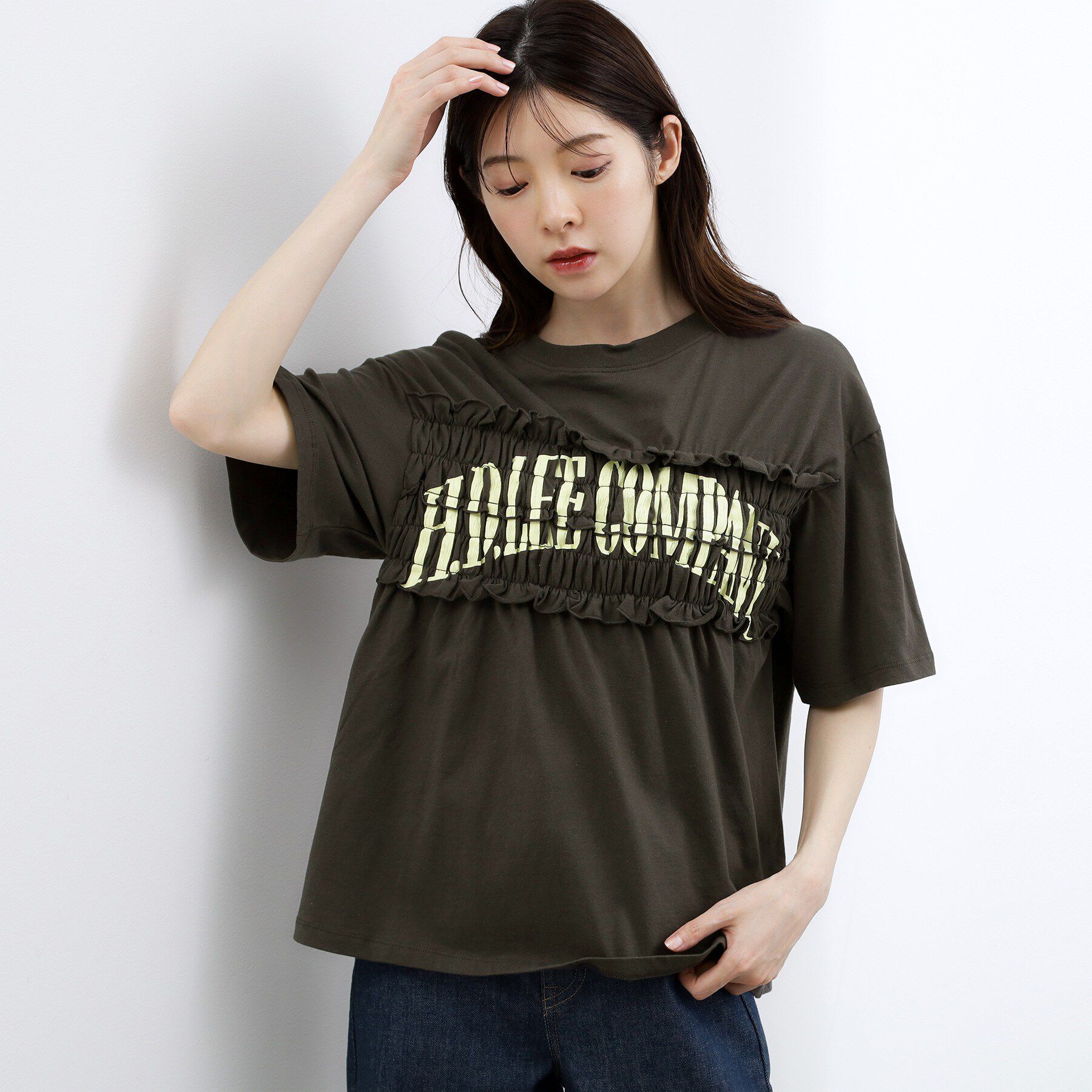 grove「【Lee】SHIRRING H／S TEE」|Tシャツ・カットソー|チャコールグレー(0