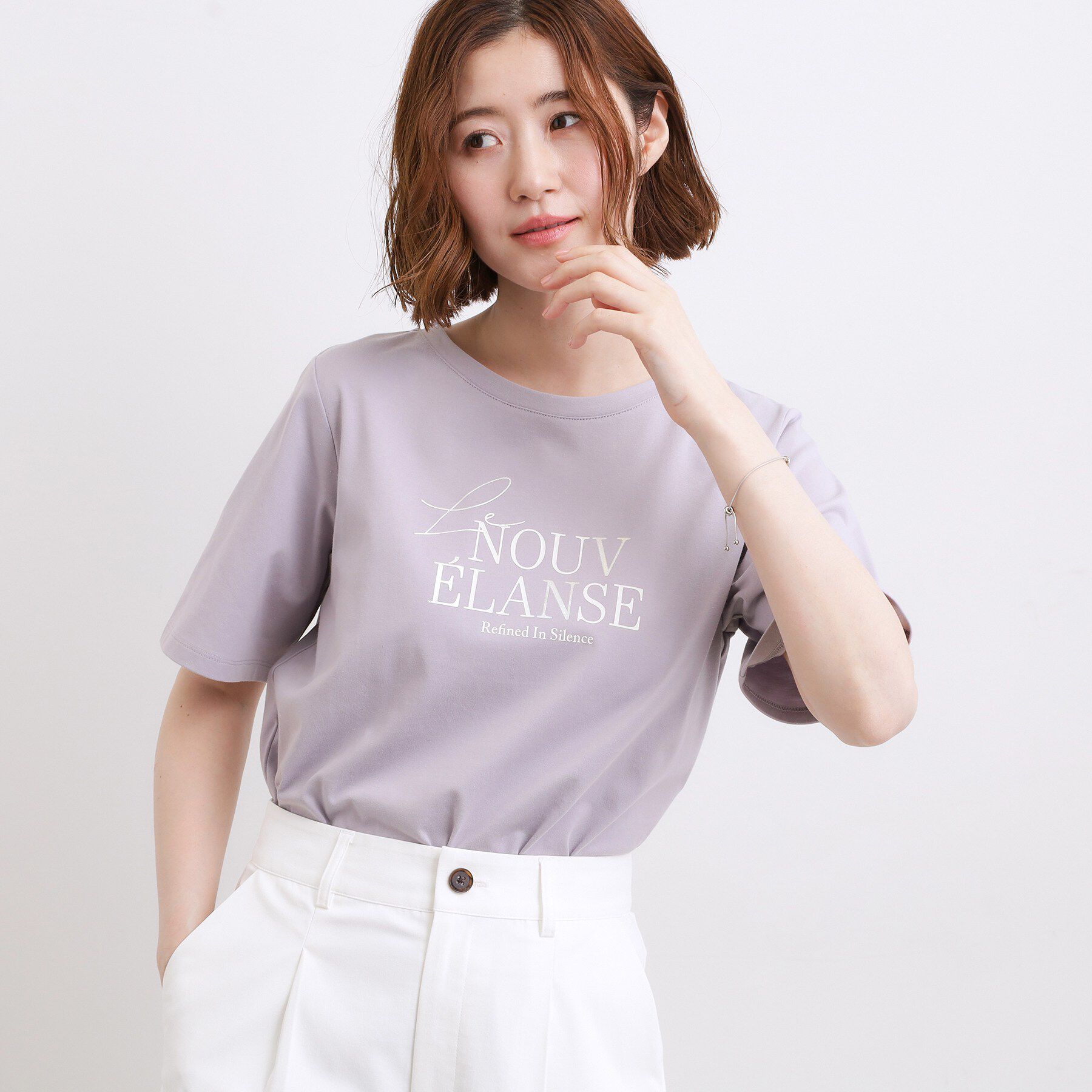 grove「【吸水速乾・UVカット・接触冷感・マシンウォッシャブル】ベーシックMIXロゴプリントT」|Tシャツ・カットソー|ラベンダー(080)