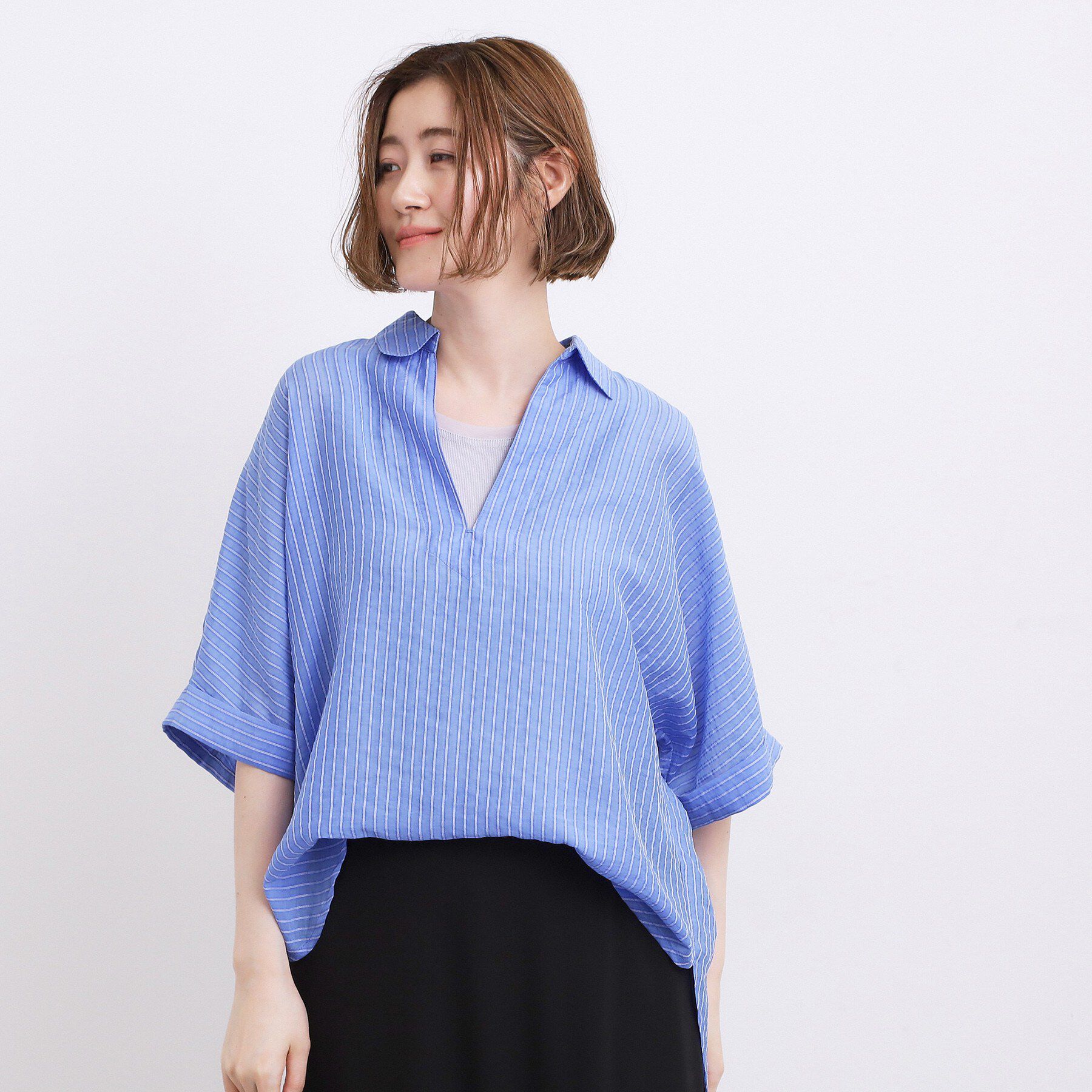 grove「【洗濯機◎・体型カバー】ON/OFF使える、シアースキッパーシャツ」|シャツ・ブラウス|