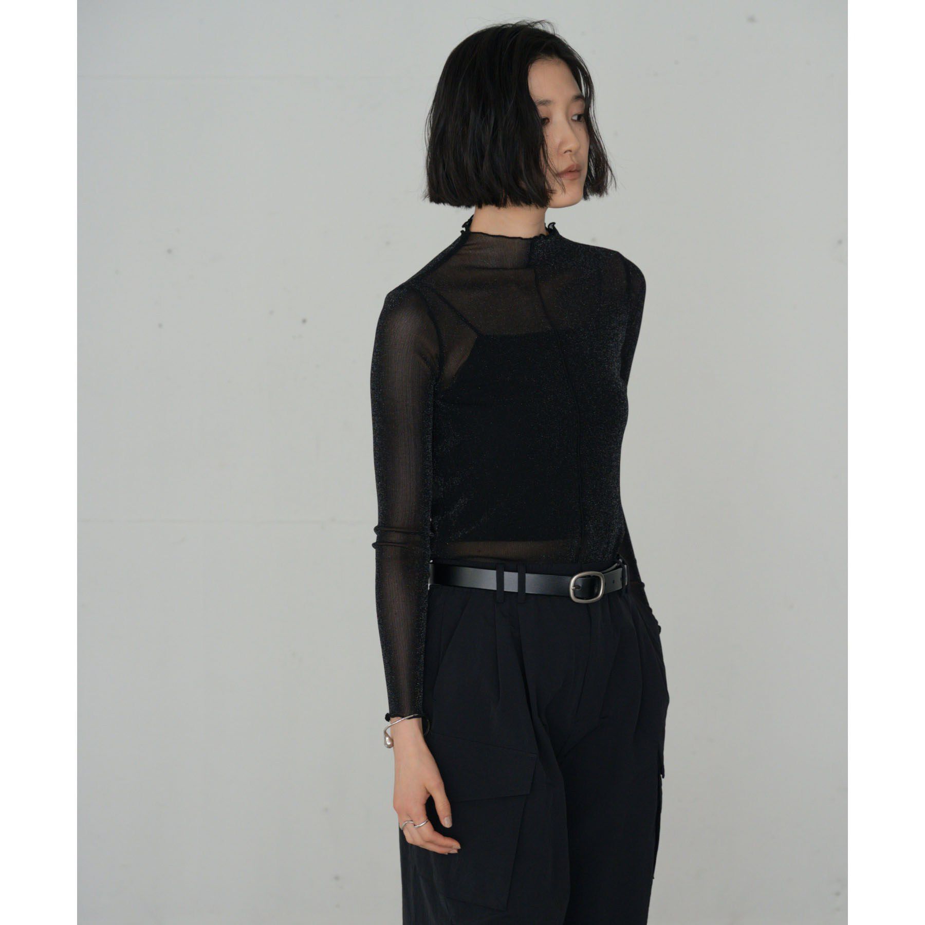 GALLEST「シアーラメハイネックカットソー」|Tシャツ・カットソー|ブラック(019)
